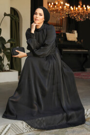 Modest Black Long Sleeve Evening Dress 46221S - 3