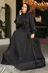 Modest Black Long Sleeve Evening Dress 46221S - 1