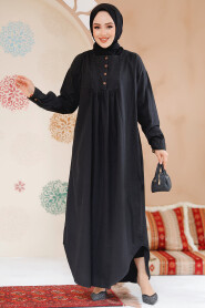 Modest Black Maxi Denim Dress 19121S 