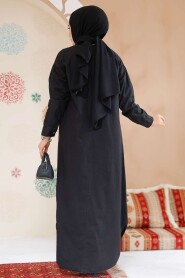 Modest Black Maxi Denim Dress 19121S - 3