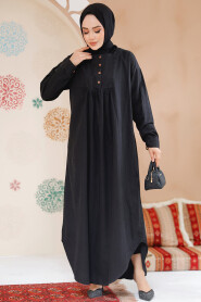 Modest Black Maxi Denim Dress 19121S - 2