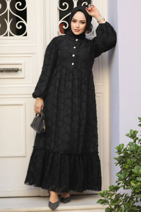 Modest Black Maxi Dress 10013S - NEVA STYLE
