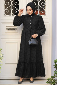 Modest Black Maxi Dress 10013S - 4