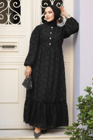 Modest Black Maxi Dress 10013S - 3