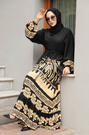 Modest Black Maxi Dress 10237S - 3