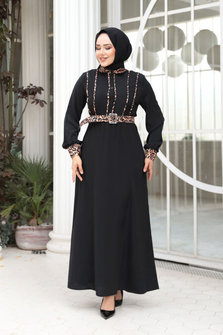 Modest Black Maxi Dress 10246S - NEVA STYLE