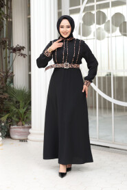 Modest Black Maxi Dress 10246S - 2