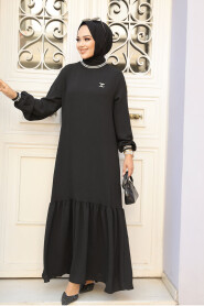 Modest Black Maxi Dress 41121S - 3