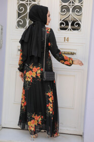 Modest Black Maxi Dress 503501S - 3