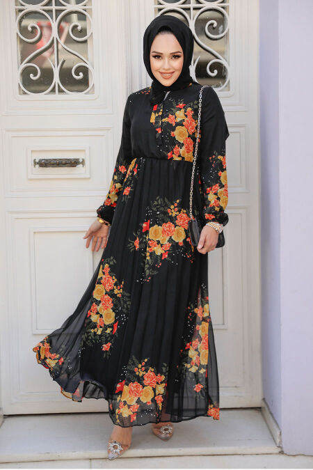 Modest Black Maxi Dress 503501S - NEVA STYLE