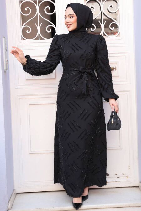 Modest Black Maxi Dress 5298S - NEVA STYLE