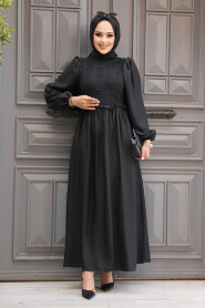 Modest Black Maxi Dress 59861S - 1