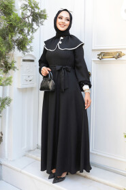 Modest Black Maxi Dress 60881S - 3