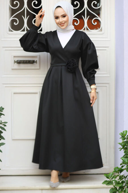 Modest Black Maxi Dress 61471S - NEVA STYLE