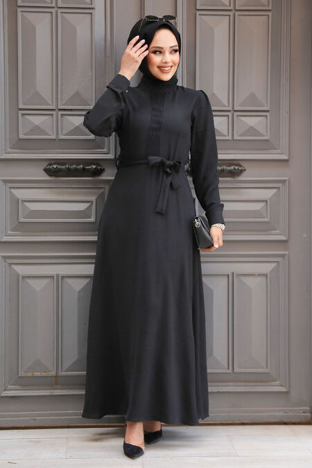 Modest Black Maxi Dress 6621S - NEVA STYLE