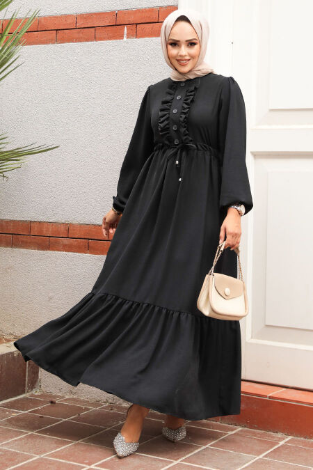 Modest Black Maxi Dress 6731S - NEVA STYLE