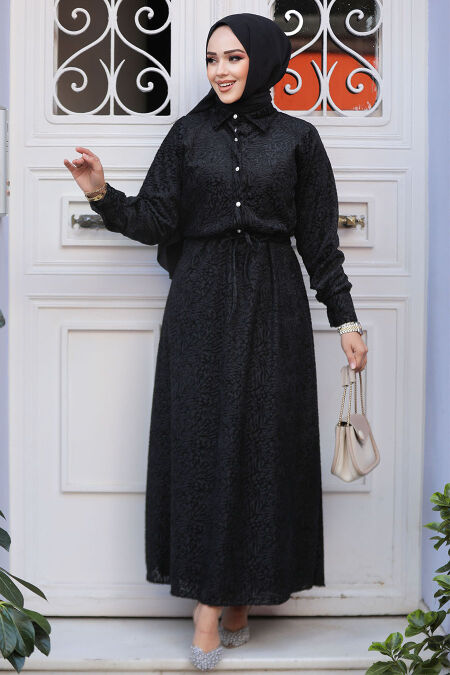 Modest Black Maxi Dress 92691S - NEVA STYLE