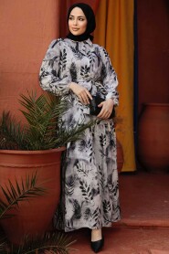 Modest Black Maxi Floral Dress 60891S - 2