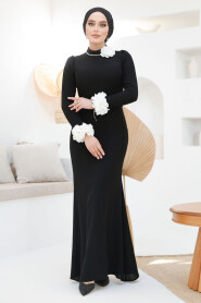 Modest Black Muslim Bridal Dress 46631S - 1