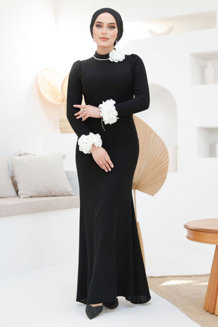 Modest Black Muslim Bridal Dress 46631S - NEVA STYLE