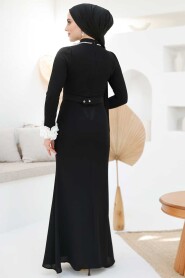 Modest Black Muslim Bridal Dress 46631S - 5