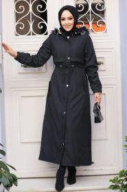 Modest Black Parka Coat 90281S - 2