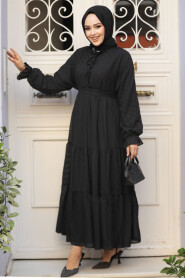 Modest Black Pastel Dress 14232S - 1