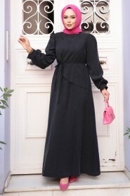 Modest Black Pastel Dress 19042S - 3