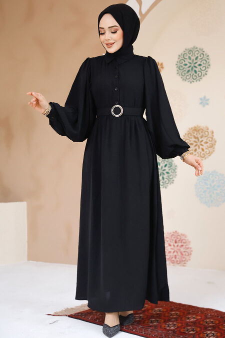 Modest Black Pastel Dress 60140S - NEVA STYLE