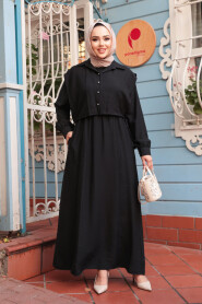 Modest Black Pastel Dress 7253S - 1