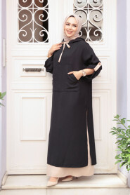 Modest Black Pastel Dress 76612S - 1