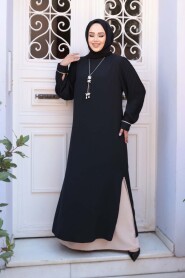 Modest Black Pastel Dress 76881S - 2