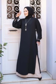 Modest Black Pastel Dress 76881S - 1