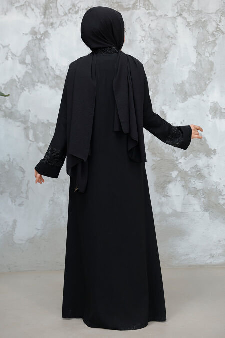 Modest Black Plus Size Abaya 18004S - Neva-style.com