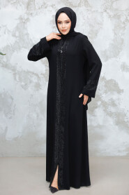 Modest Black Plus Size Abaya 18004S - 1