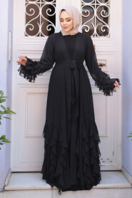 Modest Black Plus Size Abaya 25904S - 1