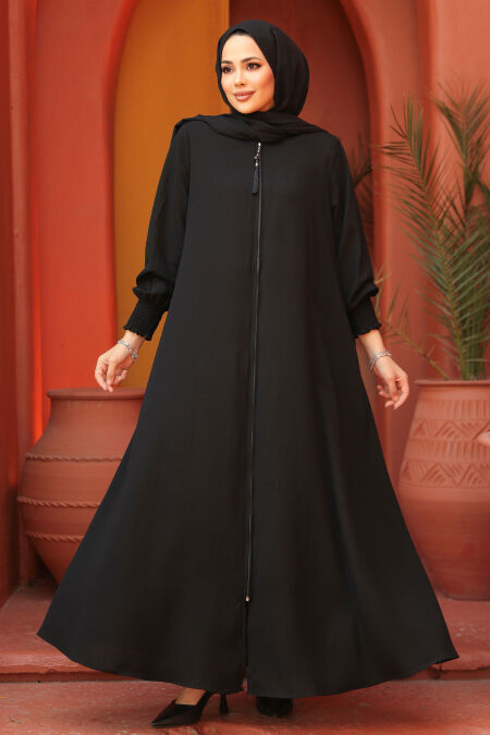 Modest Black Plus Size Abaya 26302S - NEVA STYLE