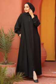 Modest Black Plus Size Abaya 26302S - 2