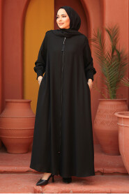 Modest Black Plus Size Abaya 26302S - 4