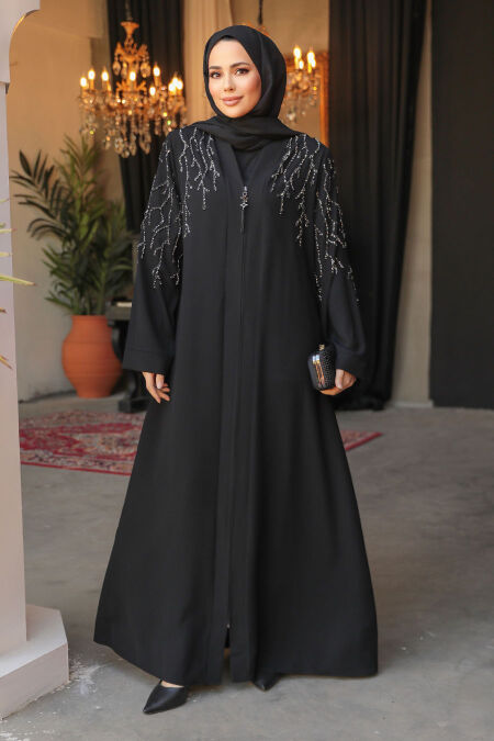 Modest Black Plus Size Abaya 29110S - NEVA STYLE