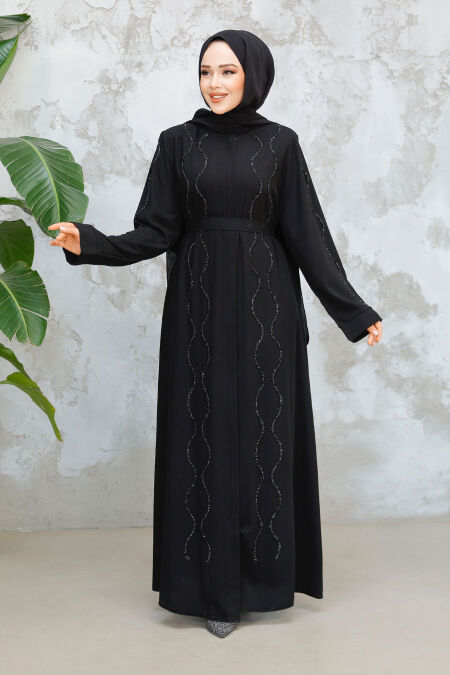 Modest Black Plus Size Abaya 29117S - NEVA STYLE