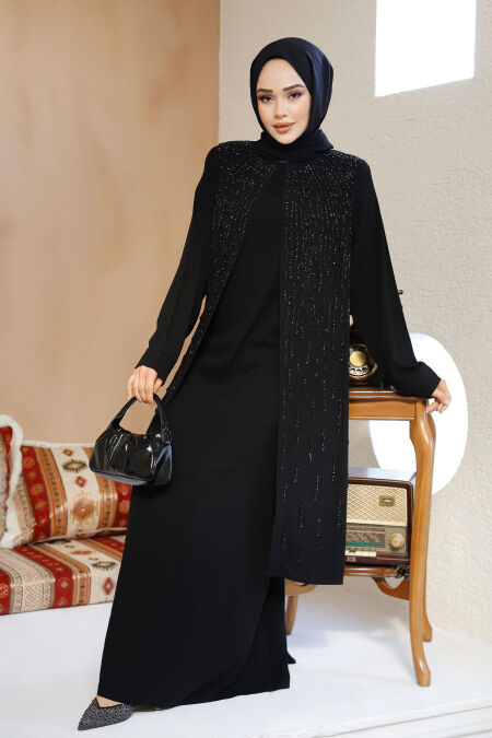 Modest Black Plus Size Abaya 29119S - NEVA STYLE