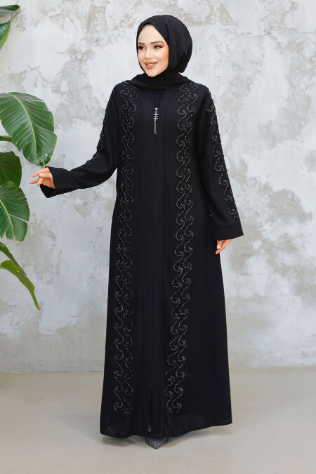 Modest Black Plus Size Abaya 29123S - NEVA STYLE