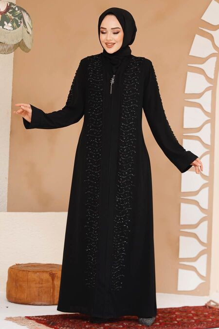 Modest Black Plus Size Abaya 29127S - NEVA STYLE