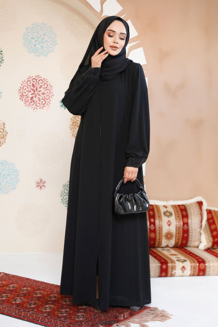 Modest Black Plus Size Abaya 35168S - NEVA STYLE