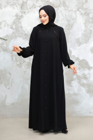Modest Black Plus Size Abaya 45275S 