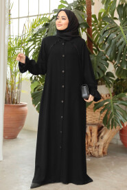 Modest Black Plus Size Abaya 45275S - 1