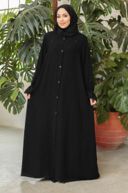 Modest Black Plus Size Abaya 45275S - 2