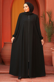 Modest Black Plus Size Abaya 45282S - 2