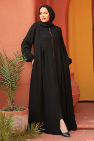 Modest Black Plus Size Abaya 45282S - 1